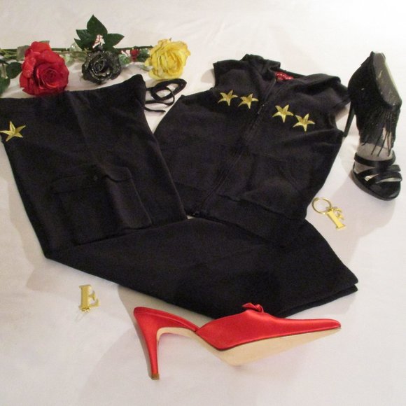 JJ BASICS 2PC KNIT SET ¾” PANTS AND HOODIE W/STARS - Picture 14 of 16